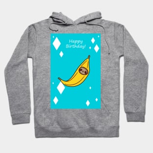 "Happy Birthday" Banana Sloth Face Hoodie